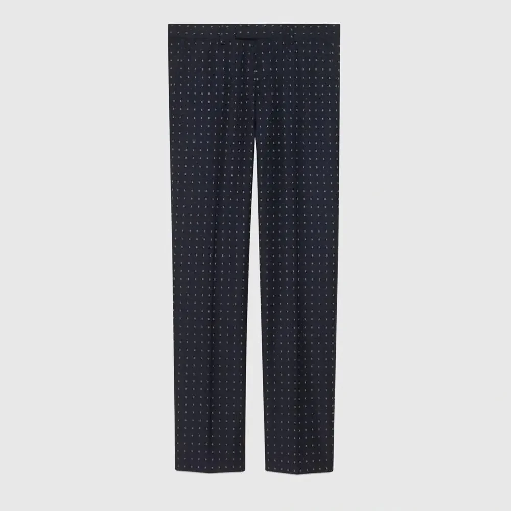 Gucci NWT Mens Blue GG Logo Wool 2 Piece Slim Fit Suit Jacket Pants IT 46